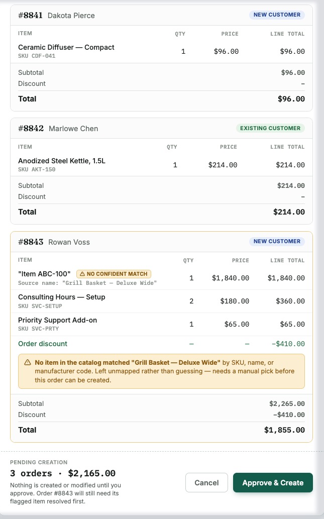 Shopify to NetSuite order import workflow using Claude and the NetSuite MCP connector